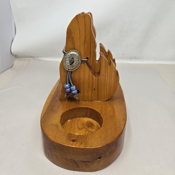 Wooden Handmade Napkin, Salt & Pepper Shaker Holders Coyotes Howling At The Moon - Picture 4 of 14